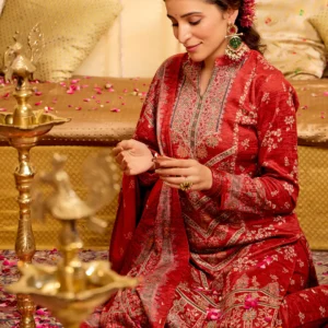 Floral Embroidered Regular Thread Work Straight Kurti with Palazzos & Dupatta