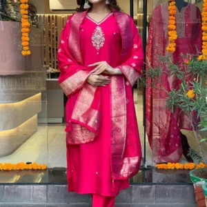 GoSriKi Women Solid Kurta with Trousers