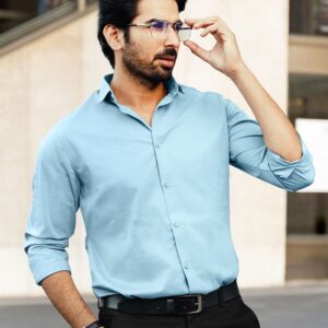 Hancock Men Premium Slim Fit Self Design French Cuff Pure Cotton Opaque Formal Shirt