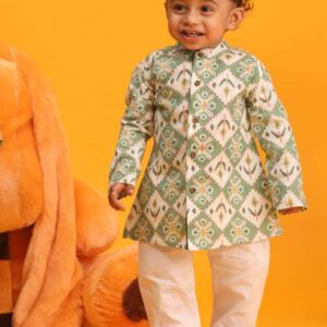 Sangria Boys Pure Cotton Straight Printed  Kurta &  Trousers