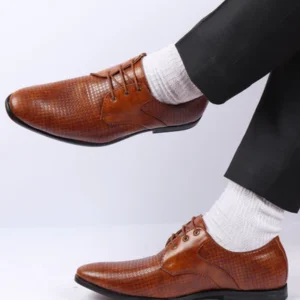 Metro Men Textured Leather Formal Slip-On Shoes